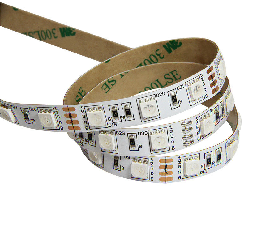 SMD5050 LED Strip Lights RGB With Remote Control Dimmable 5M 60leds ไม่มีกันน้ํา 12V Led Strip สําหรับ KTV