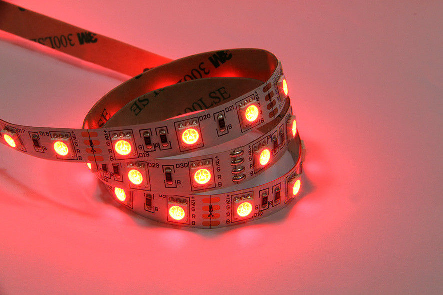 SMD5050 LED Strip Lights RGB With Remote Control Dimmable 5M 60leds ไม่มีกันน้ํา 12V Led Strip สําหรับ KTV