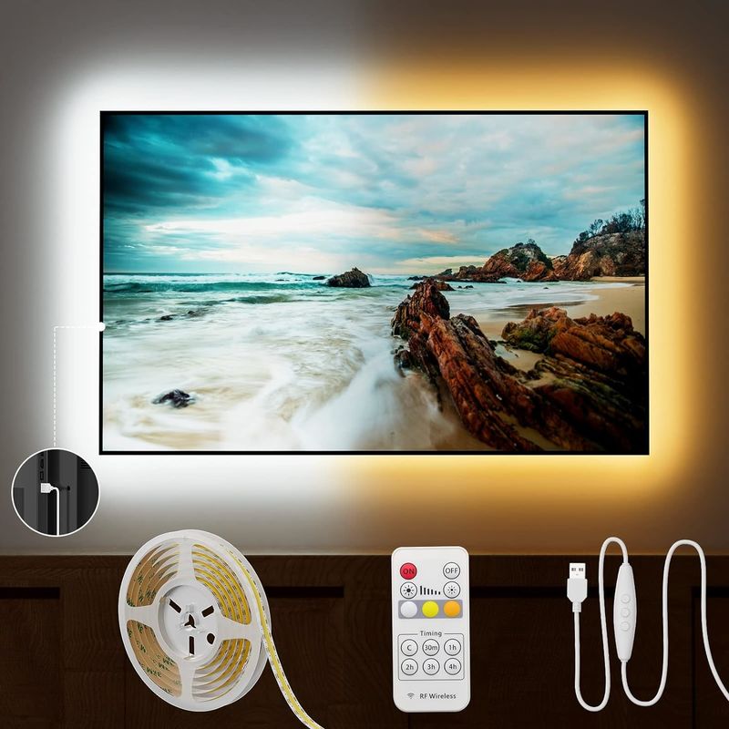 COB LED Strip Light CCT Tunable 560LEDs CRI90 2m Dimmable 2700K-6500K 24V LED เทป ไลท์ คิตสําหรับห้องนอนใต้ตู้