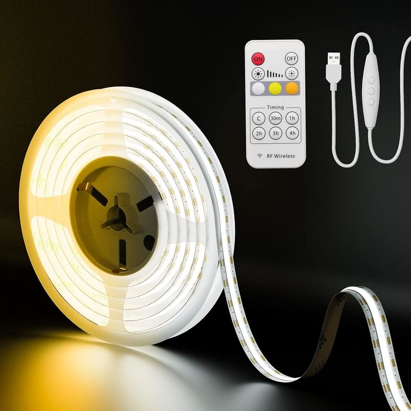 COB LED Strip Light CCT Tunable 560LEDs CRI90 2m Dimmable 2700K-6500K 24V LED เทป ไลท์ คิตสําหรับห้องนอนใต้ตู้