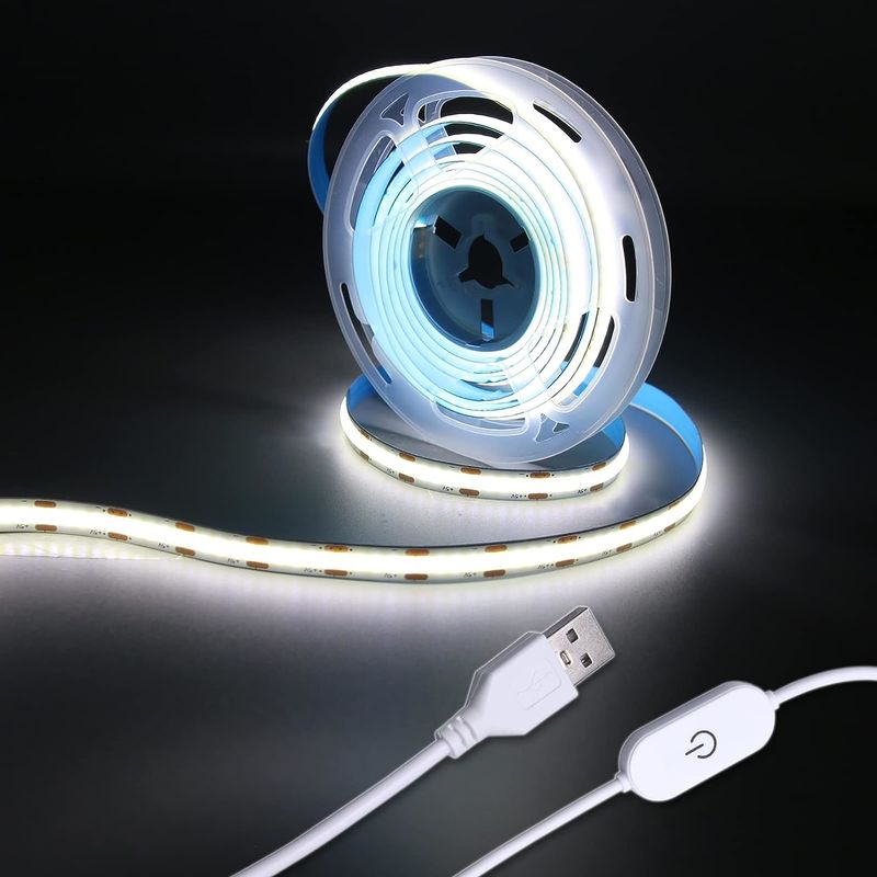โฮงท็อป COB Led Strip Lights 5V USB 6.56ft/2m 640LEDs ทัชไร้ขั้นตอน ปรับความสว่าง 6000K ขาว 13W