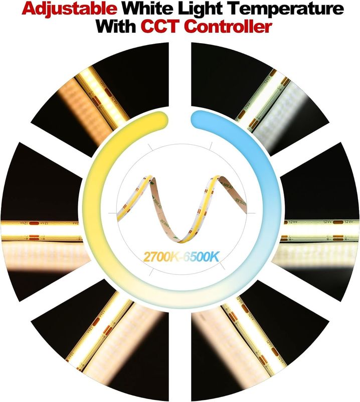 560LEDs COB LED Strip 90 CRI CCT โฟกเซบิล COB 3M พร้อมตัวปรับและเครื่องควบคุม RF มินิ