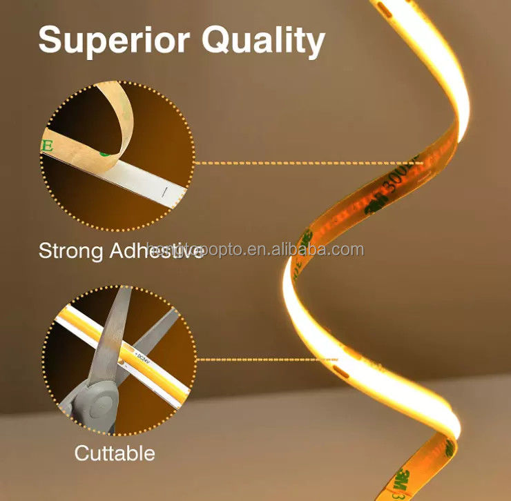 COB LED Strip 320leds 2024 ขายร้อน Cuttable 12VDC CRI90 3000K 2700K 4000K 6000K COB สาย LED สําหรับห้องนั่งเล่น