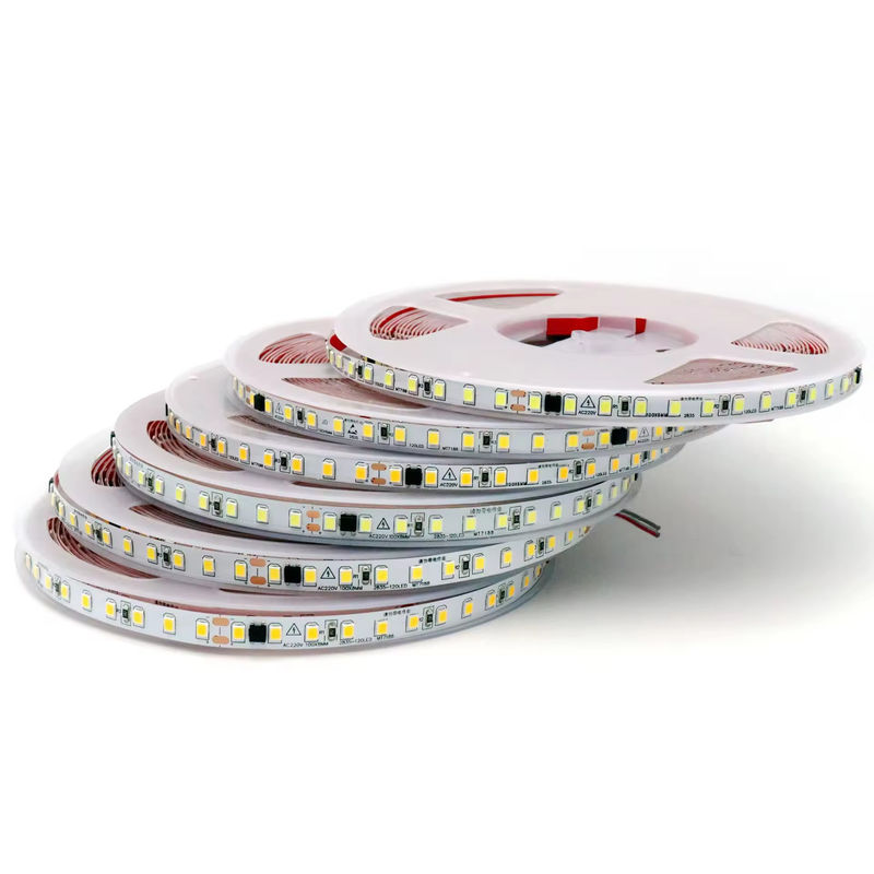 IP20 2835 220v LED Light Strip ความดันสูง 8MM 120led / M 240led / M ความสว่างสูง 2835 เอกสารแน่นในยุโรป