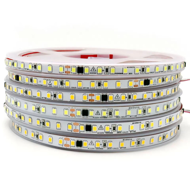 IP20 2835 220v LED Light Strip ความดันสูง 8MM 120led / M 240led / M ความสว่างสูง 2835 เอกสารแน่นในยุโรป