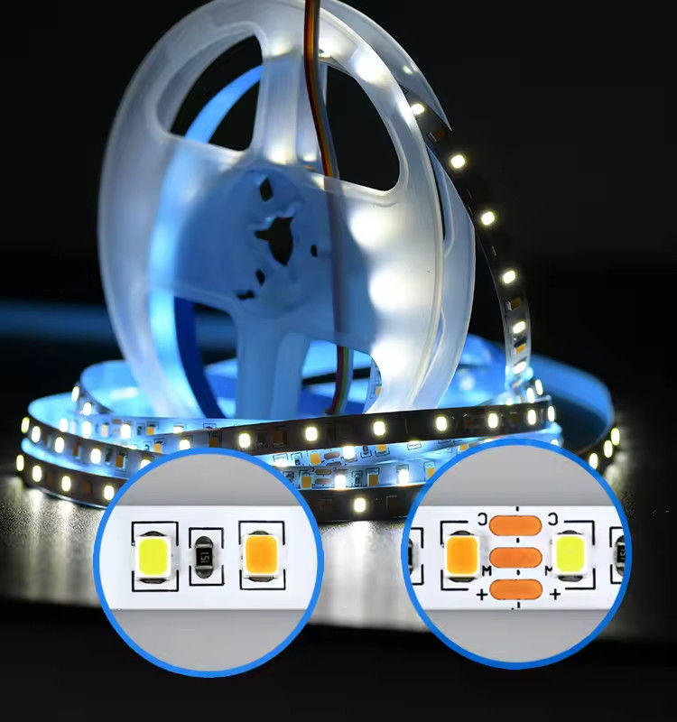 โรงงานขาย 2 สี CCT สาย LED สายไฟ 24v อุณหภูมิสี ปรับ 120LED 12V สายไฟ 2835 สายไฟ LED การตกแต่ง