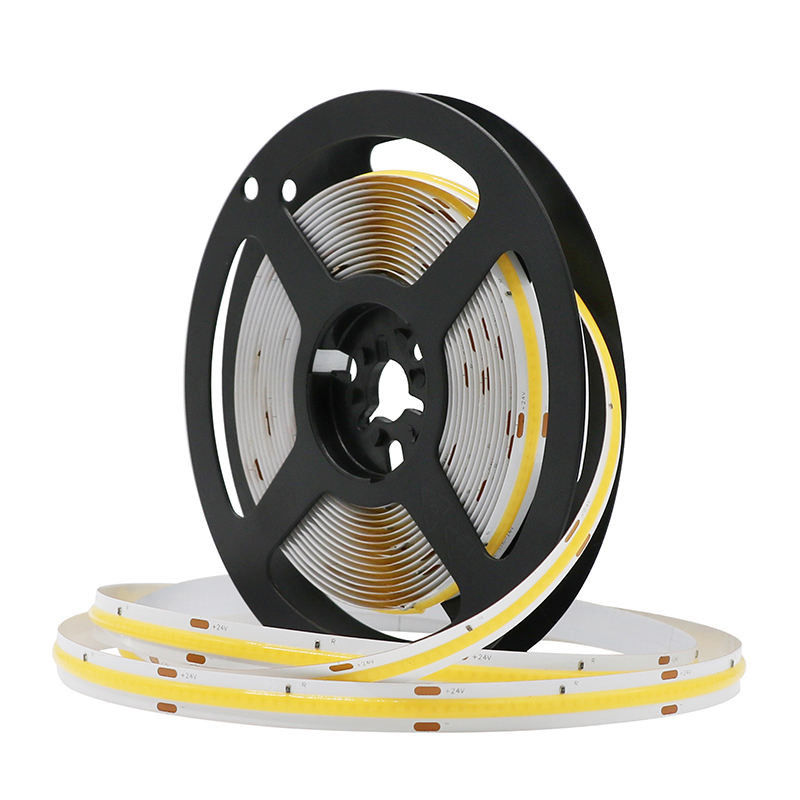 ขายร้อน 480LEDs 12W / M ปรับความดัน IP20 90Ra COB LED Strip 12V / 24V ความดันการเข้า
