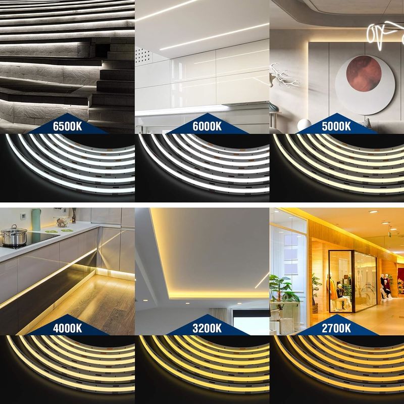 COB LED Strip Light CCT (2700K-6500K Tunable) 2M 560LEDs/m CRI90 Led Tape Light Kit พร้อมกล่องแพ็คเกจ LED Strip สําหรับบ้าน