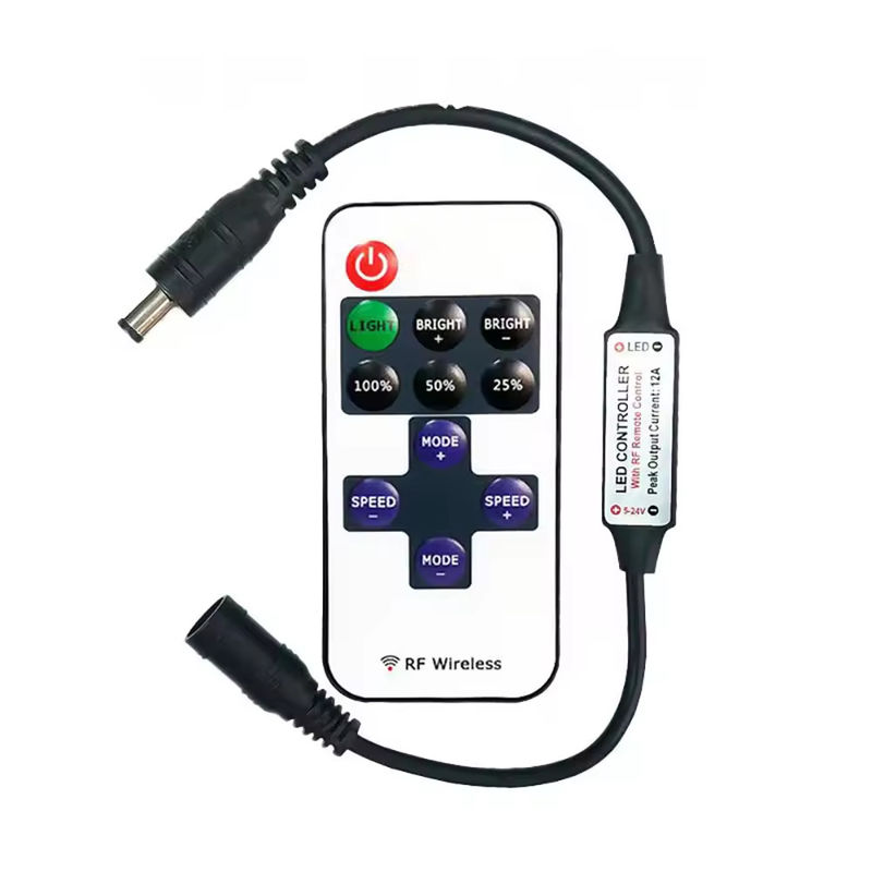ขายดีที่สุด มินิ LED คอนโทรลเลอร์ 11key 5V 12V 24V คอนโทรลเลอร์สีเดียว RF สายไร้สายสัมผัสความสว่างไกล LED dimmer