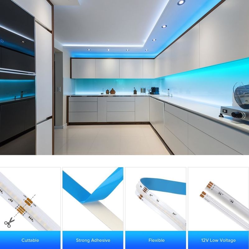 สาย LED COB RGBW 19W ที่สามารถปรับความสว่างได้ พร้อม LED 784 LED / m วัด IP20 และ DMX512/RF/Bluetooth/WiFi Control