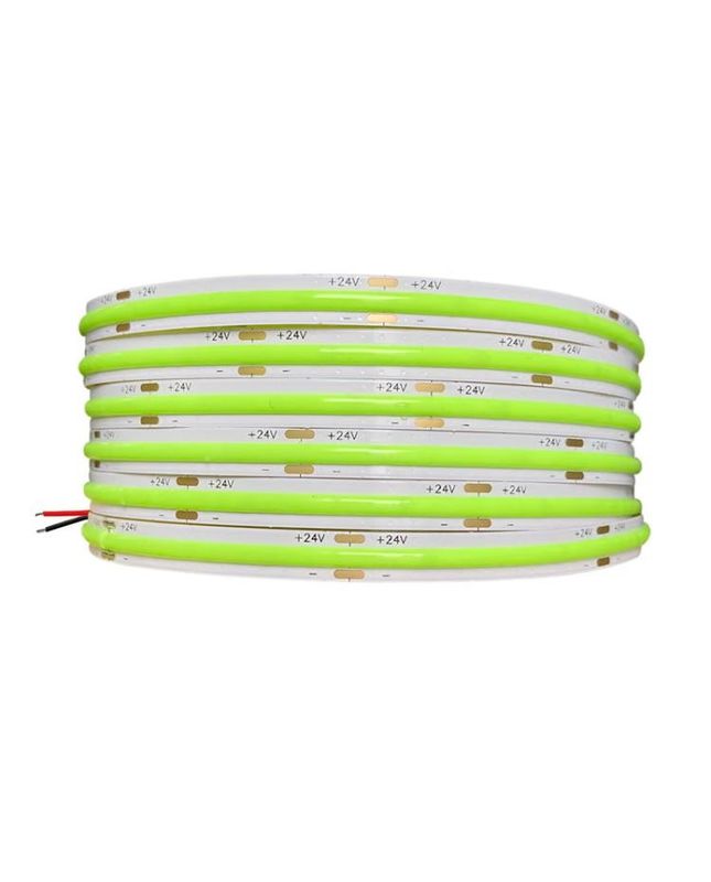 CE RoHS Certificate COB แสงสตรีป สีแดง เขียว น้ําเงินชมพู ความหนาแน่นสูง 480 แสงสตรีป แผ่นยืดหยุ่น 24V 12V