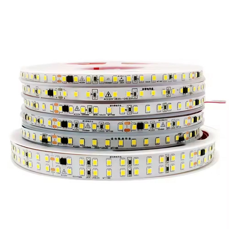 120LEDs / m สาย LED แบบยืดหยุ่นสําหรับภายใน ไม่จําเป็นต้องมีคนขับ CRI80 2835 SMD 8mm PCB ความยาว 5M/10M