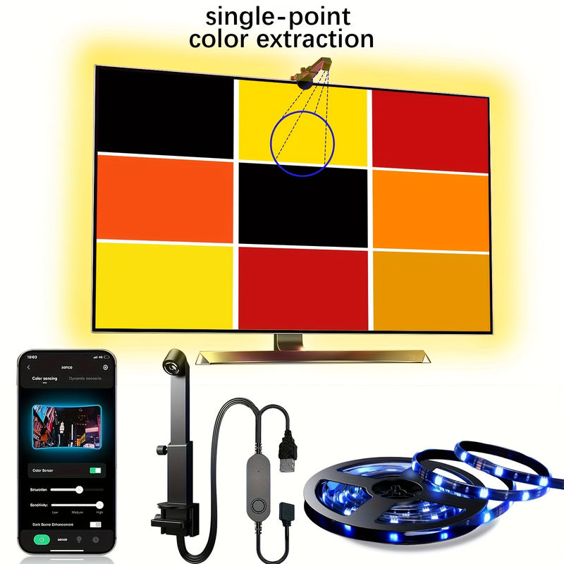 การตกแต่งบ้าน 3.8M 5M USB IP20 TV LED Backlights With Music WIFI TUYA การควบคุม APP บ้านสมาร์ท
