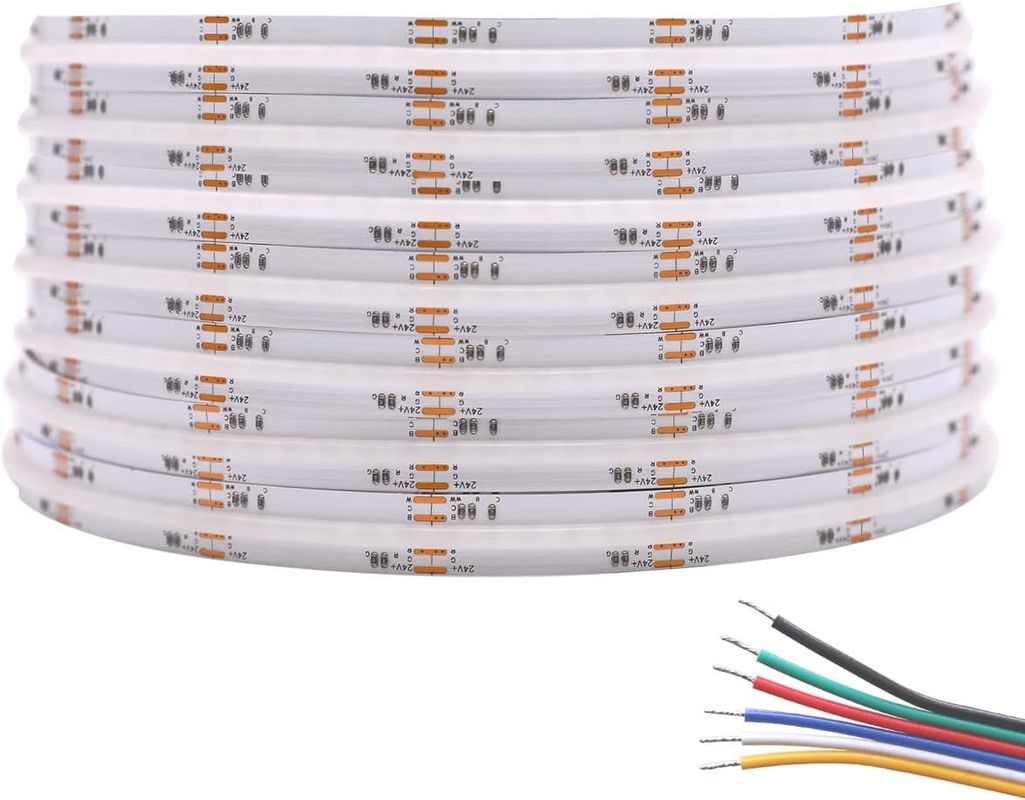 โฟกซ์เบิ้ล 21W / M โดดเด่น COB LED เทปสเต็ปแสง RGBCCT 5M รอลล์ 35.71mm การตัด