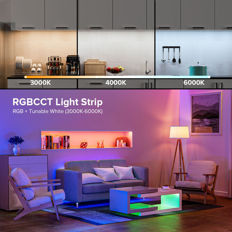 Ultra Bright 840 LEDs / m 24V DC COB LED Strip Light PCB หน้ากว้าง 12 มม สําหรับการประกายแสงในบ้านและพาณิชย์