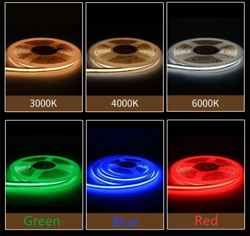320LEDs / m LED COB สายยืดหยุ่น DC24V 12V 5m 10W สําหรับแสงภูมิทัศน์ -25 50C CRI 90