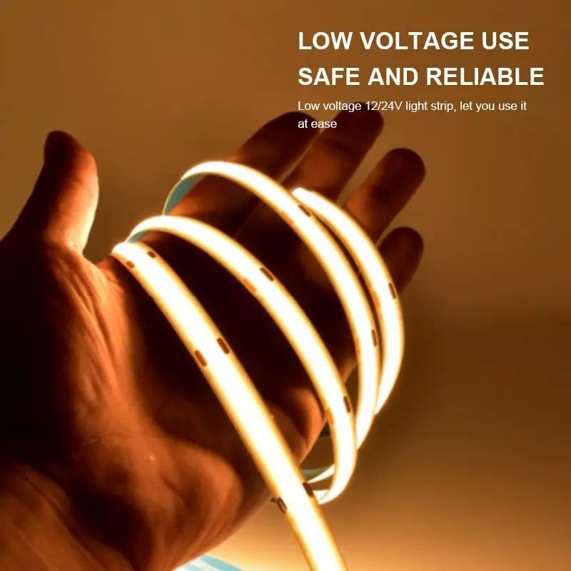 12V 24V กันน้ํา IP65 IP67 IP68 CRI90 ปรับความลับ 5M Flexible COB LED Strip สําหรับภายในภายนอก