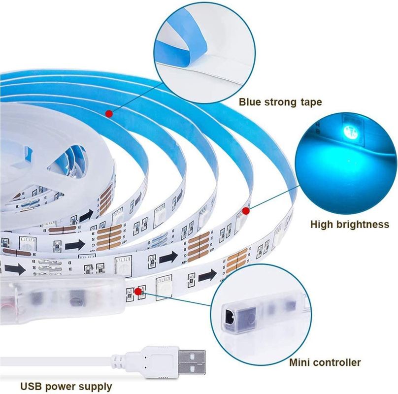 สมาธิ LED Strip สําหรับการตกแต่ง 12V 5V USB การควบคุม Sync เพลงและ RGB อุณหภูมิสี