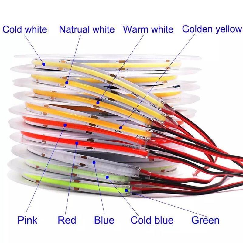 สาย LED Cob ที่ยืดหยุ่นที่มีสีน้ําเงินขาวอบอุ่นและประสิทธิภาพแสงของหลอด 90lm / w