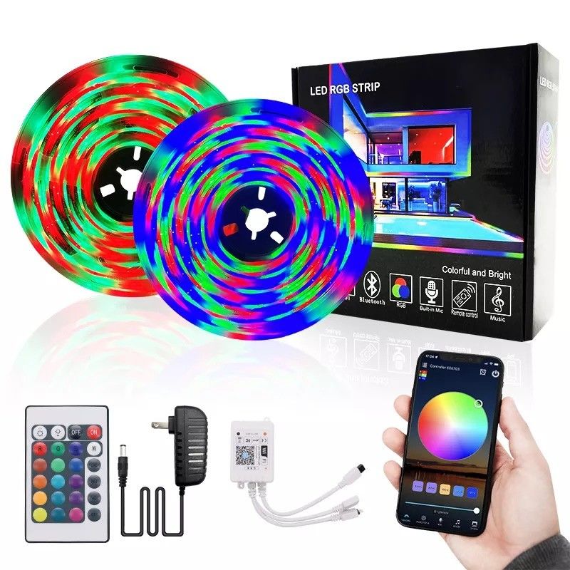 Home Bar LED Light Strips การสนับสนุนการออกแบบสวน Dimmer 12V 32ft Smart 5050 RGB 1670