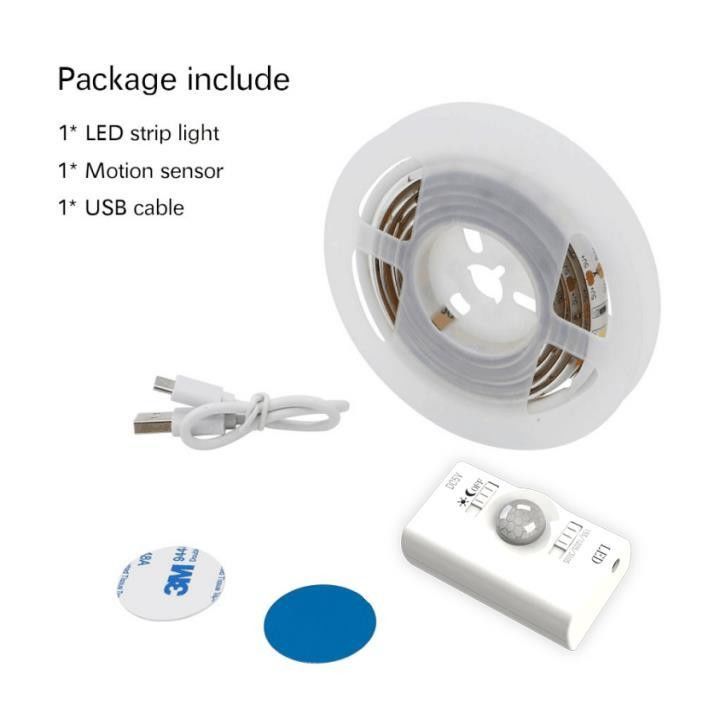 SMD2835 LED Strip Light with Motion Sensor ความยาว 1m USB สามารถชาร์จใหม่ได้ทั้งวันและกลางคืน