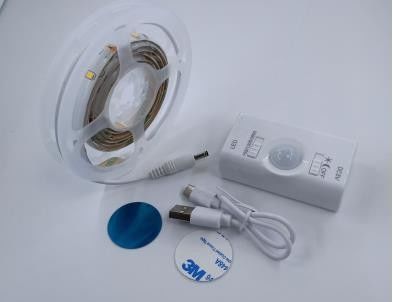 SMD2835 LED Strip Light with Motion Sensor ความยาว 1m USB สามารถชาร์จใหม่ได้ทั้งวันและกลางคืน