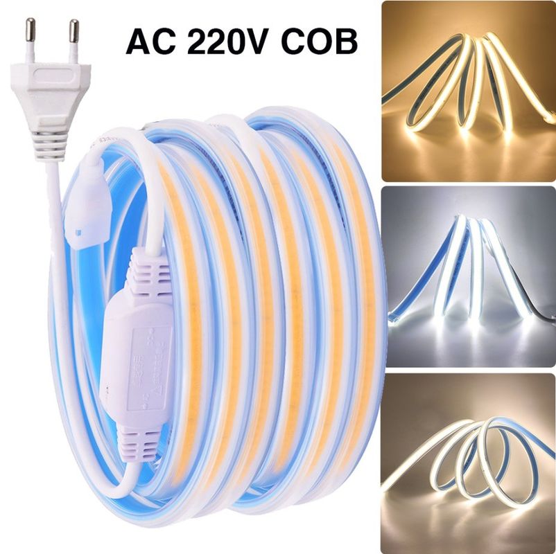 280LEDs / เมตร 12v 24v 220v Rgbw Cob Light Strip Cob Led Strip ความยาว 50เมตร / รอลล์
