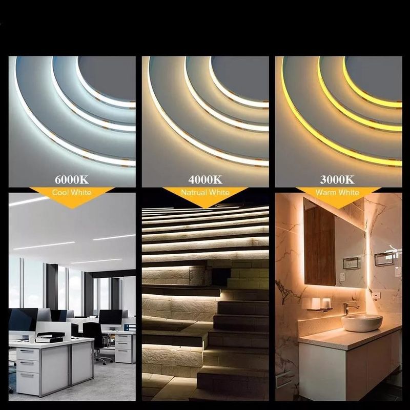 280LEDs / เมตร 12v 24v 220v Rgbw Cob Light Strip Cob Led Strip ความยาว 50เมตร / รอลล์