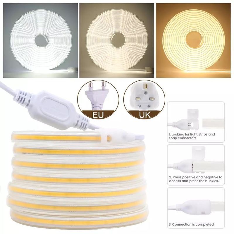 280LEDs / เมตร 12v 24v 220v Rgbw Cob Light Strip Cob Led Strip ความยาว 50เมตร / รอลล์