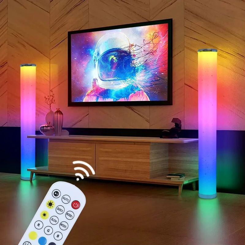 2024 โมเดิร์น ซิลินเดอร์ RGB สีสัน LED แอนมิเบนท์ ไลท์ แอพ Smart Atmosphere โคมไฟพื้น