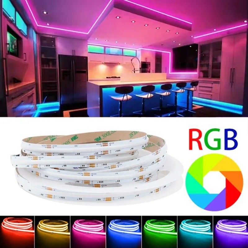 โคมไฟ แสงไหล lm 1000 24V 576LEDs / เมตร RGB COB LED แสงอ่อน สายแสงตรงดี