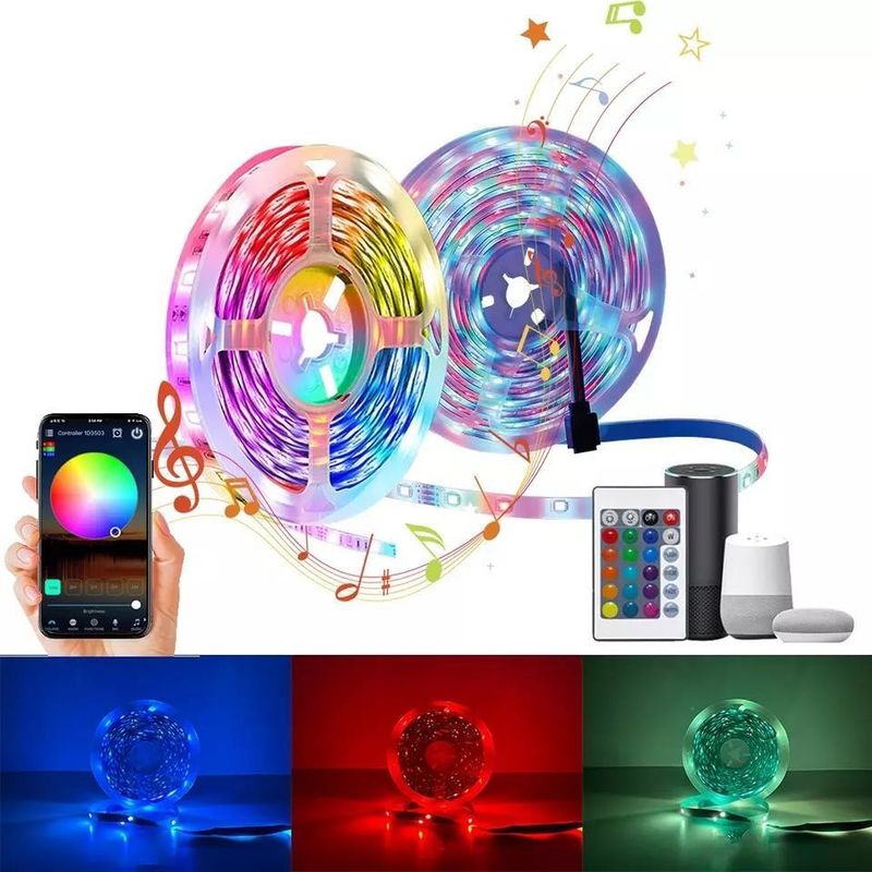 12V 5V 2835 5050 RGB WIFI Tuya Smart LED Light Strips Sync เพลงเพื่อตกแต่งบ้านแบบสมาร์ท