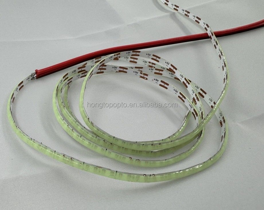 COB LED Light Strip ขาวอบอุ่น ขาวน้ําเงินเขียวยืดหยุ่น 3 มม. 5 มม. 8 มม. สําหรับความหนาแน่นสูง