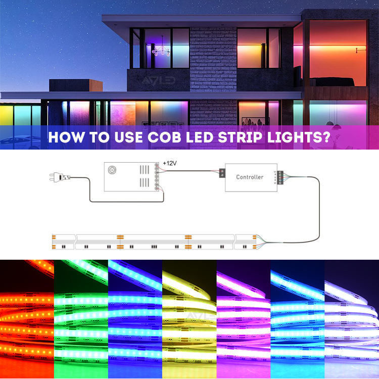 12v 24v 576LEDs RGB อุณหภูมิสี Cob Led Strip Light ปรับความสว่างด้วยและ CRI Ra 90