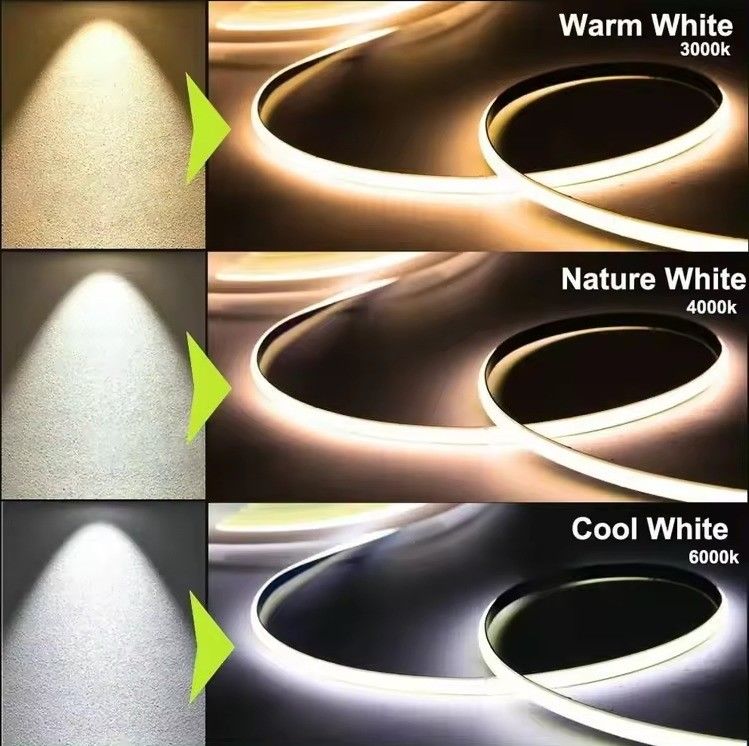 12V 24V สีขาวเย็นอบอุ่น ความหนาแน่น CRI สูง 8 มิลลิเมตร เทปแสง LED COB สตรีป