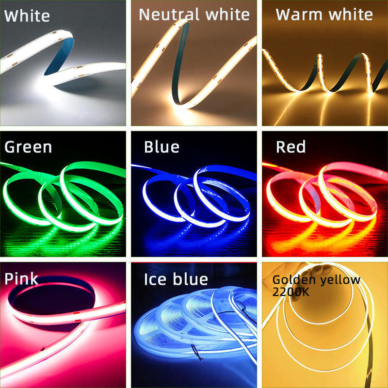 ไฟสว่างสูง 1000lm COB LED Strip Light สําหรับ 12V 24V โซลูชั่นแสงยืดหยุ่น