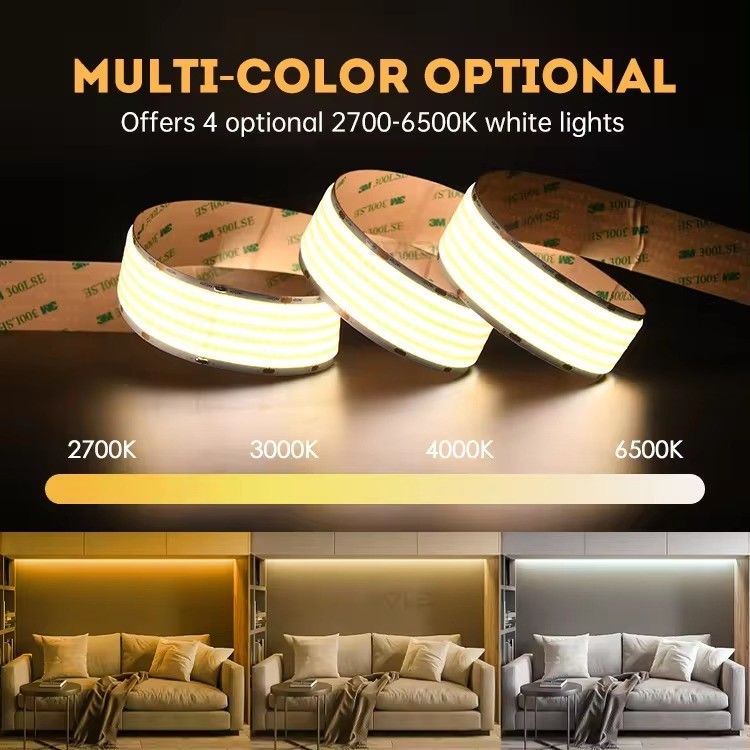 24v 30mm โฟกซิเบิล COB LED Strip Light พร้อม Super Wide 5 แถว 1600LEDs และ CRI Ra 90