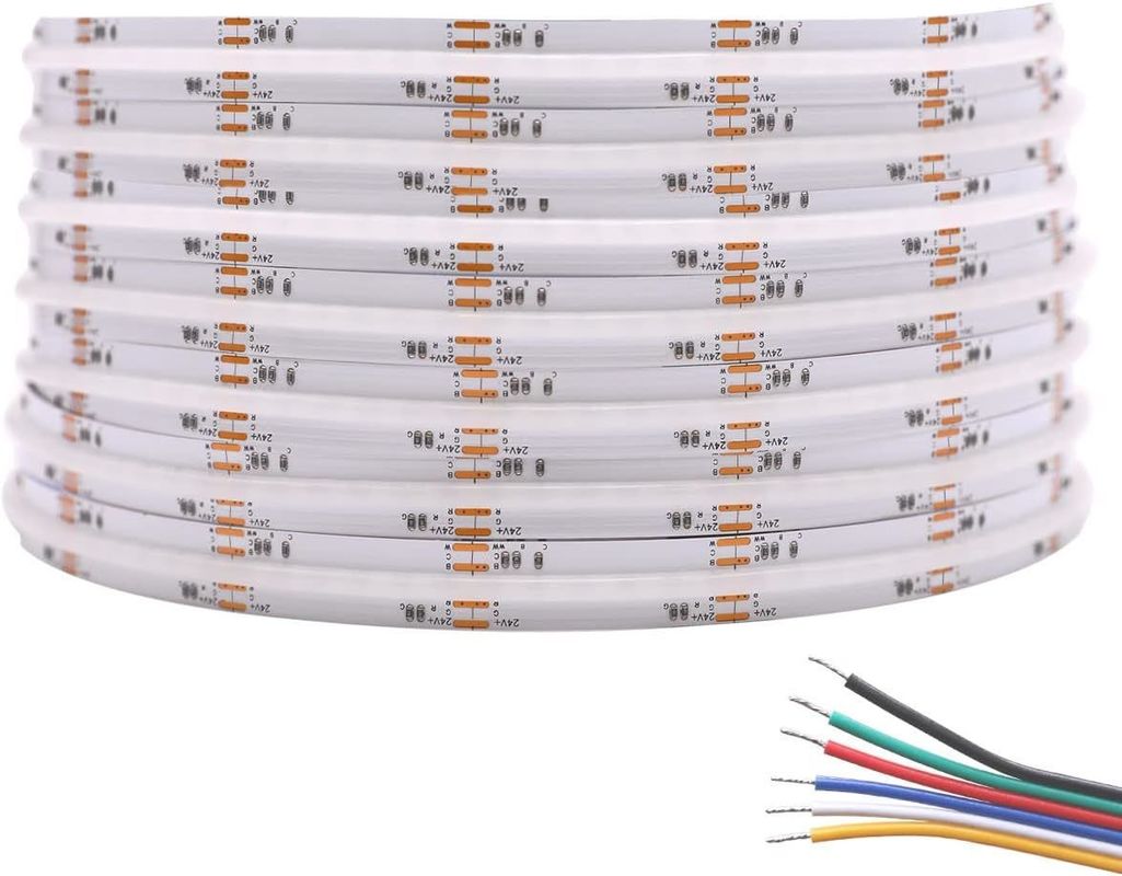50000 ชั่วโมง อายุการใช้งาน RGBCCT COB LED Strip Light สําหรับห้องนั่งเล่นและห้องนอน
