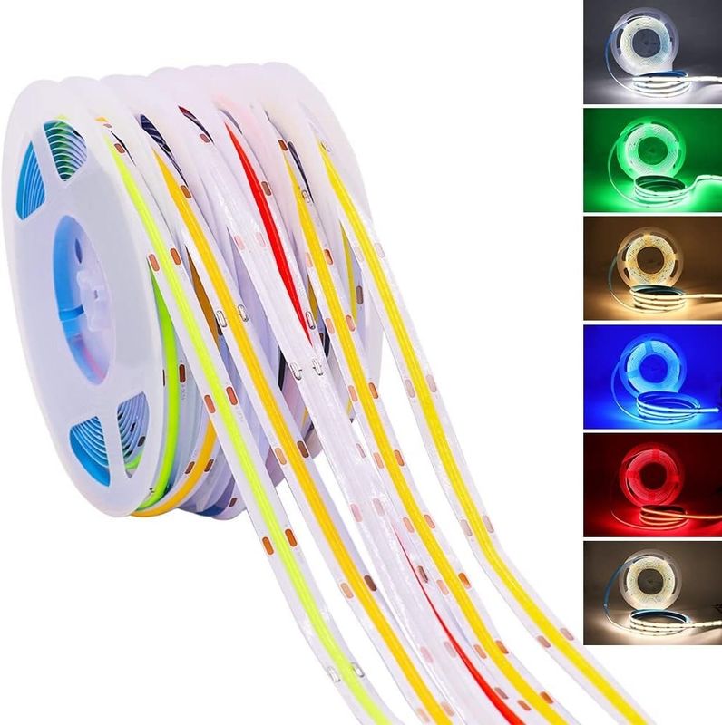 320LEDs/m 90Ra 5mm ความกว้าง 12V 24V โฟกเซบิล COB LED Strip Light 2700K 3000K 4000K 6000K