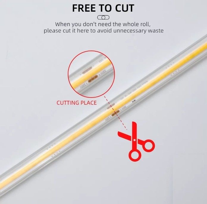 โลเตจสูง 80 CRI 288leds COB LED Strip Light สําหรับการใช้งานภายในและภายนอก 110V 220V
