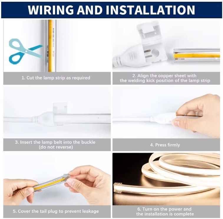 โฟกเซบอล COB LED Strip Light 288 LED ความดันสูง 110V 220V 2700K