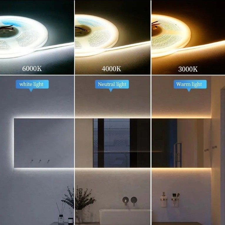 ไฟสตรีป LED COB ที่ทนทานนาน มีความดับ 3 มม Ultra Slim 400Leds / m เทป COB ขาว 50000 ชั่วโมง
