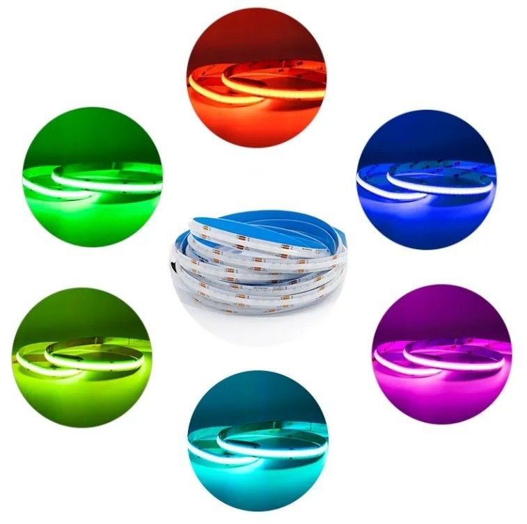 80lm/w 400leds/m Ultra Thin 5V 12V 24V IP20 สีขาว COB LED Light Strip 3mm 5mm ความกว้าง สีขาว น้ําเงิน สีแดง เขียว FCOB LED Strip