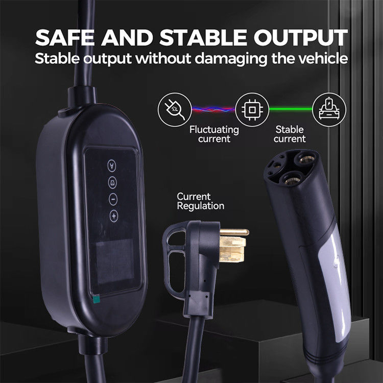 16A 3.7kW 1 Phase EV Charger with Cable Waterproof for Electric Vehicles สีขาว/สีดํา แบบกล่องแสงชี้แจง LCD